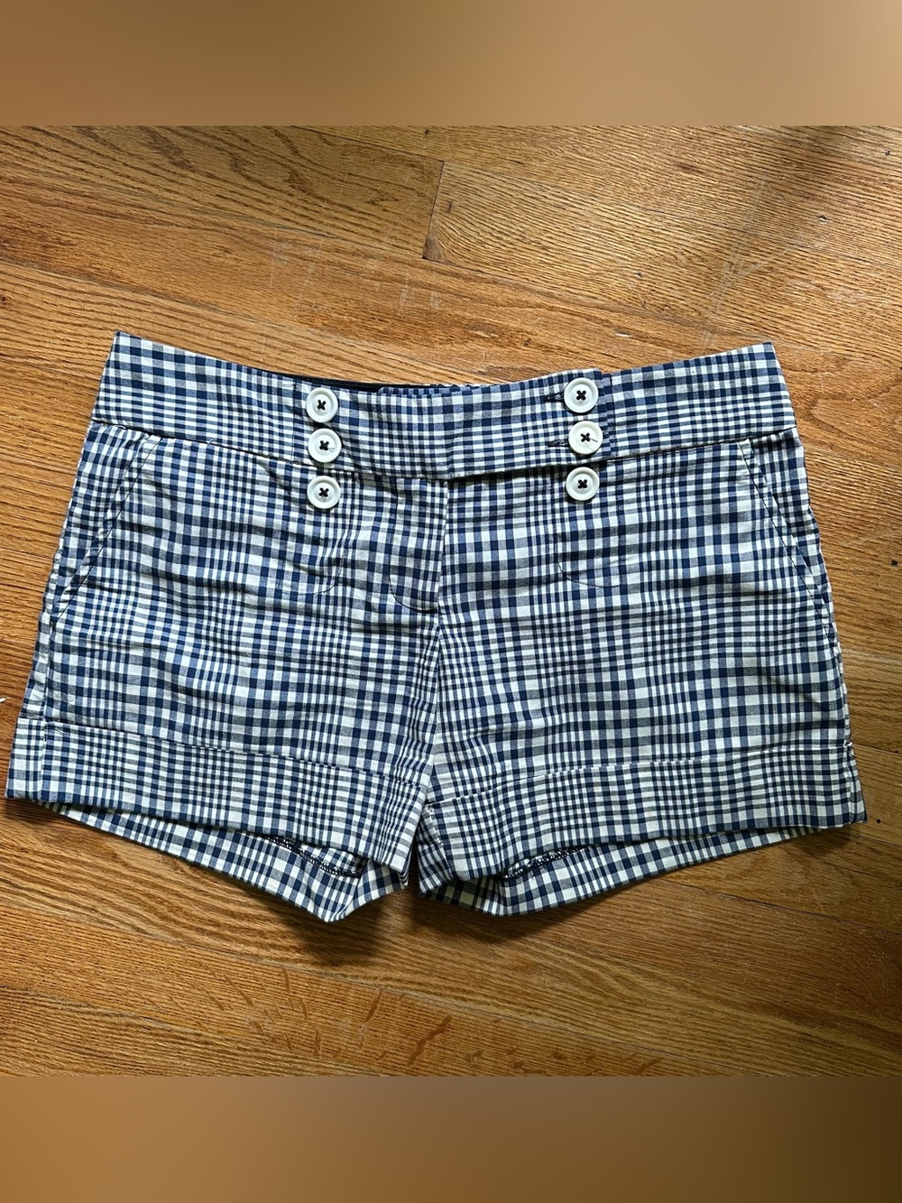 Zinc blue plaid micro shorts